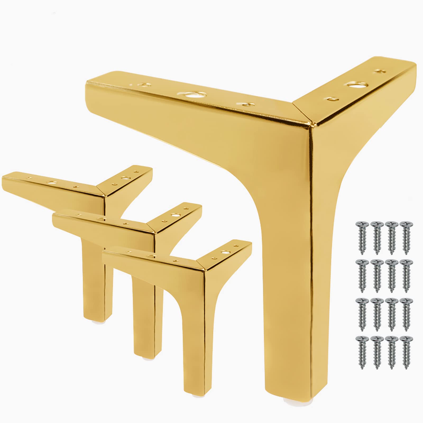 Cjueiom 7 Inch Gold Modern Triangle Furniture Legs Set of 4, Sofa Legs Replacement for Cabinet Cupboard Chair Ottoman