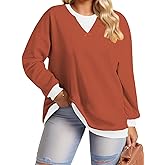 DOLNINE Plus-Size-Sweatshirts for Women Oversized Long Sleeve Tops Casual Crewneck Colorblock Pullover Tunic Shirts