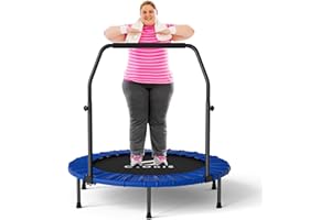 CLORIS 40in Folding Trampoline Trampoline Rebounder Trampoline Fitness Trampoline with Adjustable Foam Handle, with safty Padded Cover Best Gift.