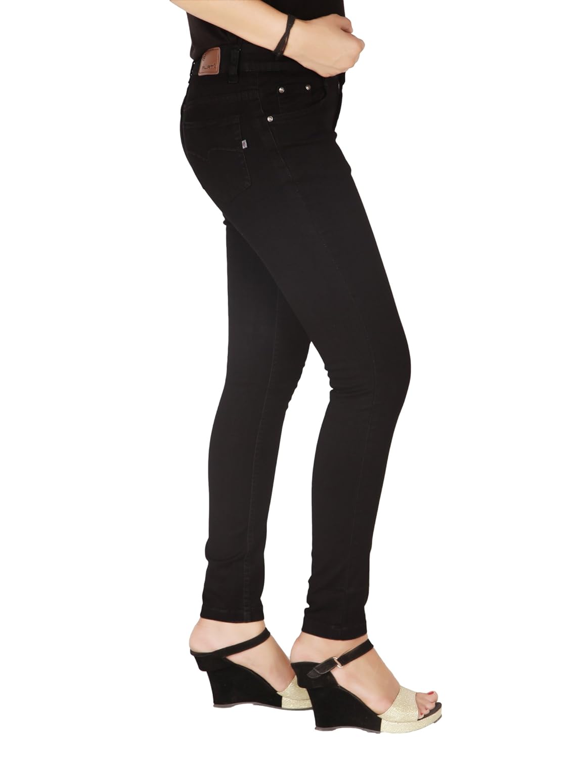 flirt nx women's denim stretchable black slim fit jeans