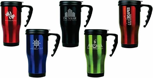 Amazon Com 16 Oz Personalized Custom Laser Engraved Stainless Steel Travel Mug W Handle 5 Colors Kitchen Dining