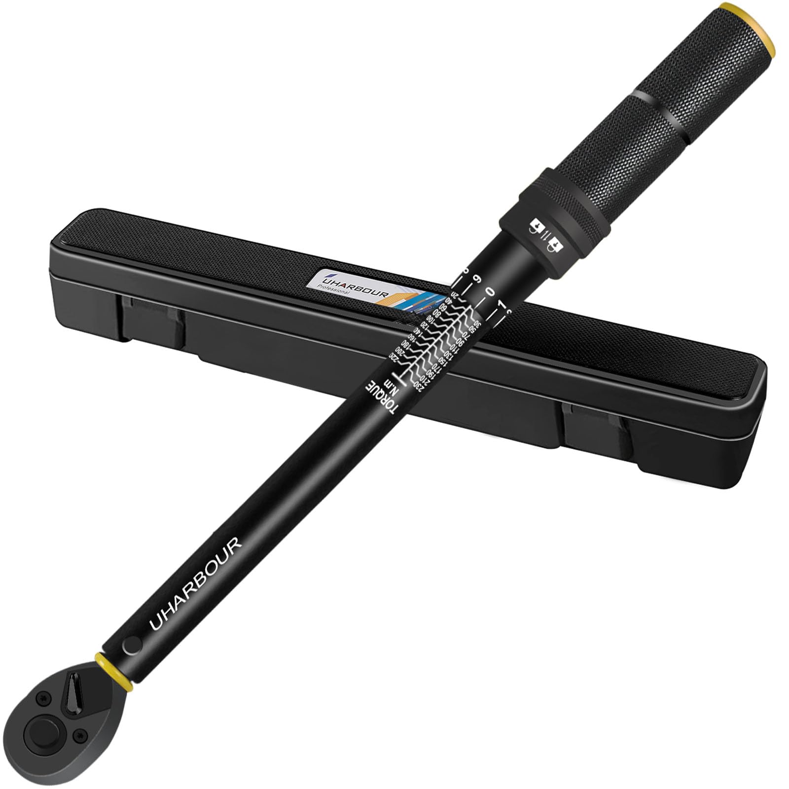 Uharbour Torque Wrench 1/2, Dual Direction 1 Nm Adjustment with Lock, ±3% Error Accuracy, 72 Teeth