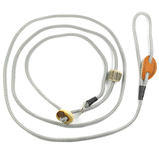 KENSONS for dogs Showleine MIT Stopper/Zugstopp - grau | 4 mm Durchmesser x 160 cm Länge - Sportliche Vorführleine/Ausstellun
