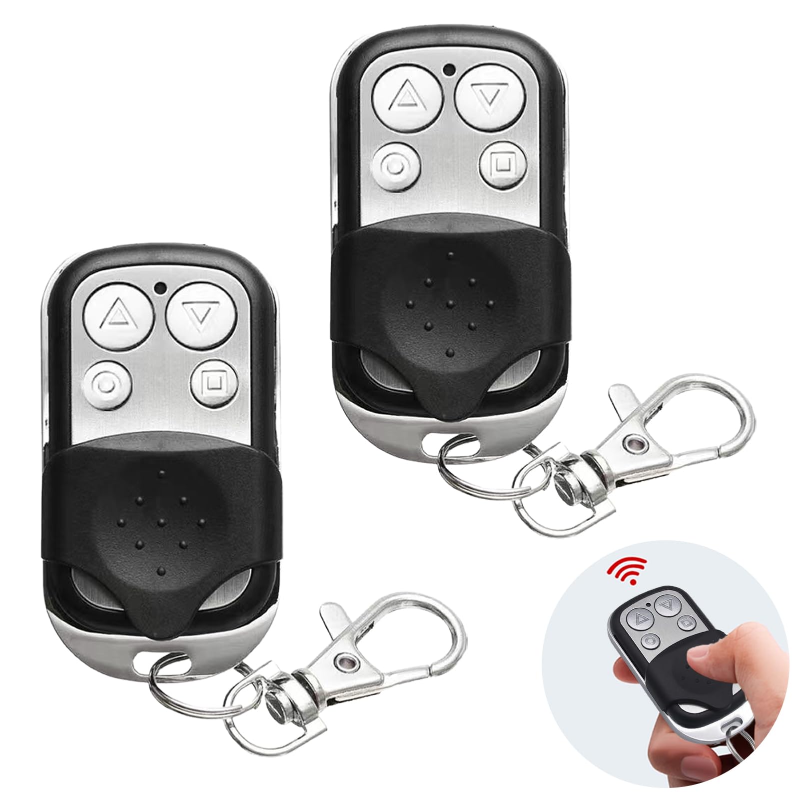 2 Pcs Universal Automatic Gate Remote Control, 433MHz Copy Remote Opener Garage Door Remote Control Fob, Wireless Garage Door Opener Cloning Key Fob with 4 Buttons for Car Garage Door Gate (Set B)