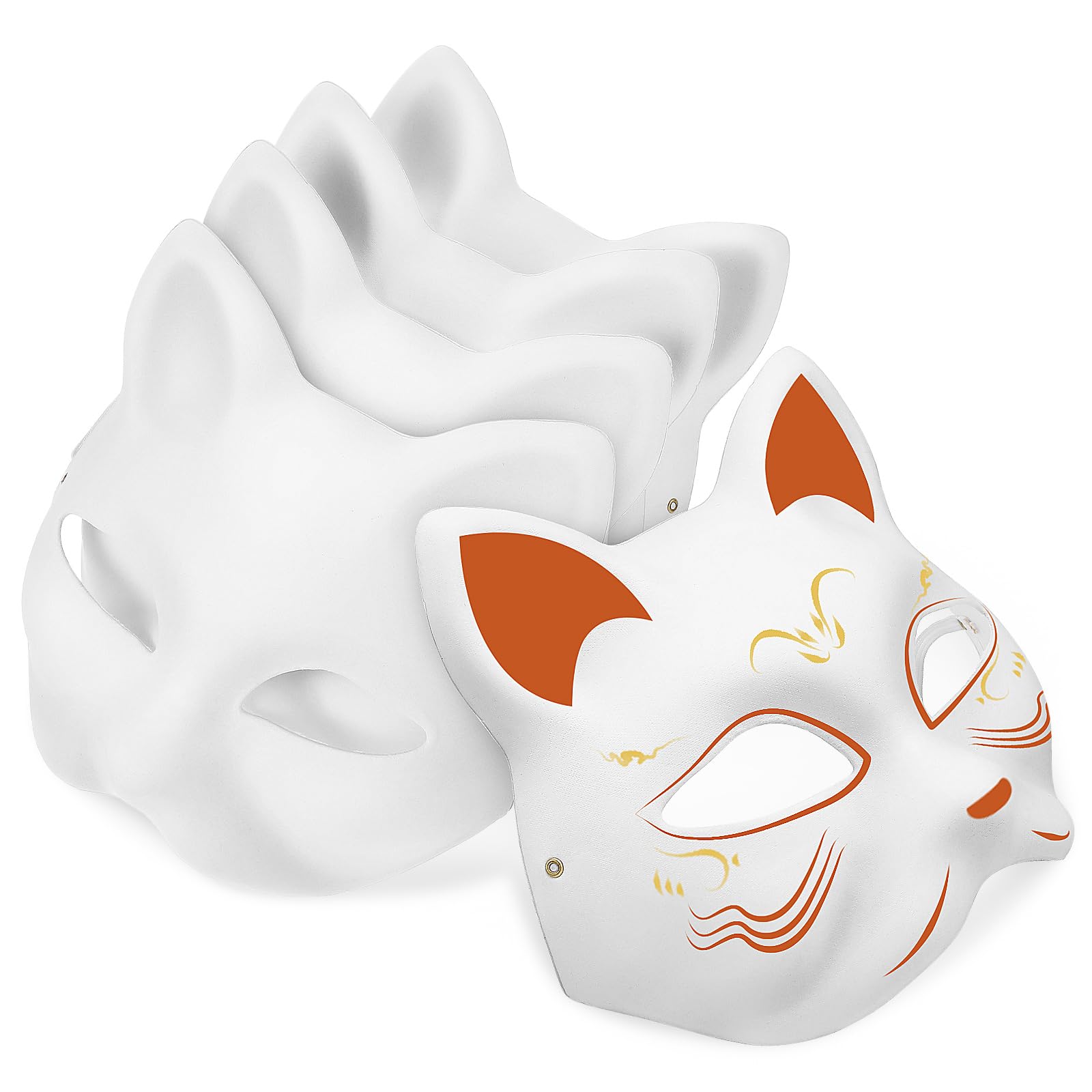 JOINPAYA 5Pcs Unfinished Blank Cat Mask: White Cat Paper Mask DIY Blank s Hand Painted for Masquerade Party