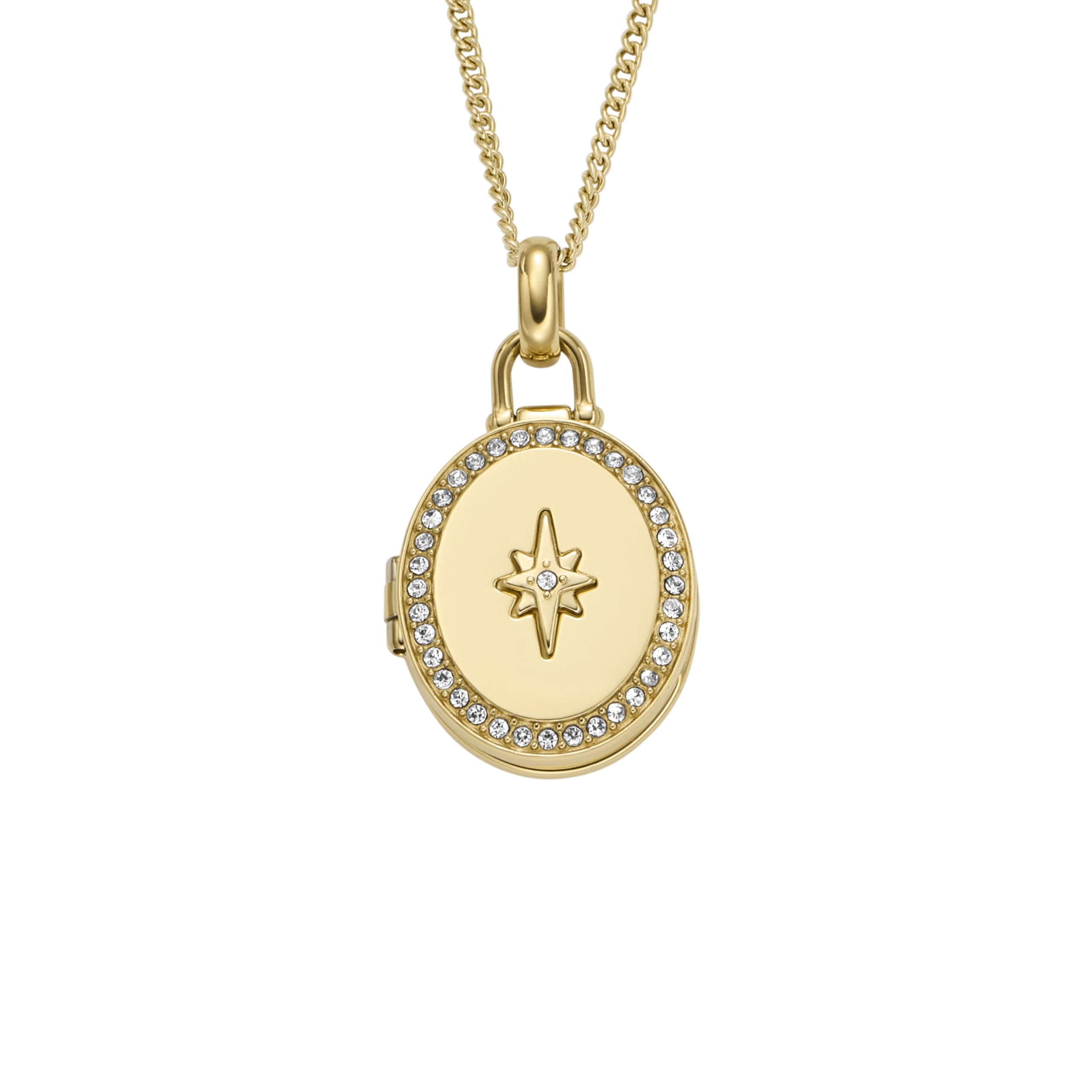 Fossil Women’s Locket Collection Stainless Steel Pendant Necklace, Color: Gold (Model: JF04735710)