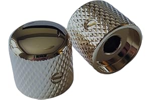 AXEGRINDERZ Set of 2 US Spec Dome Top Barrel Set Screw Knobs for Tele or P Bass - Nickel