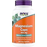 Now Supplements Magnesium 400mg - Enzyme Function*, Nervous System Support* - Magnesium Supplement for Men and Women, Kosher, Vegan, 360 Veg Capsules
