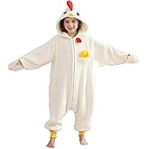 SimZoo Kids Animal Pajamas, Boy Girls Rooster Cosplay Costume Sleepwear, One-Piece Unisex Homewear 4-13Y