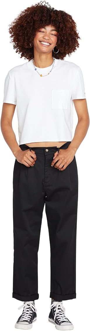 Volcom Women's Frochickie Trouser Slim Fit Chino Pant, Black, 24W x 26L at  Amazon Women's Clothing store