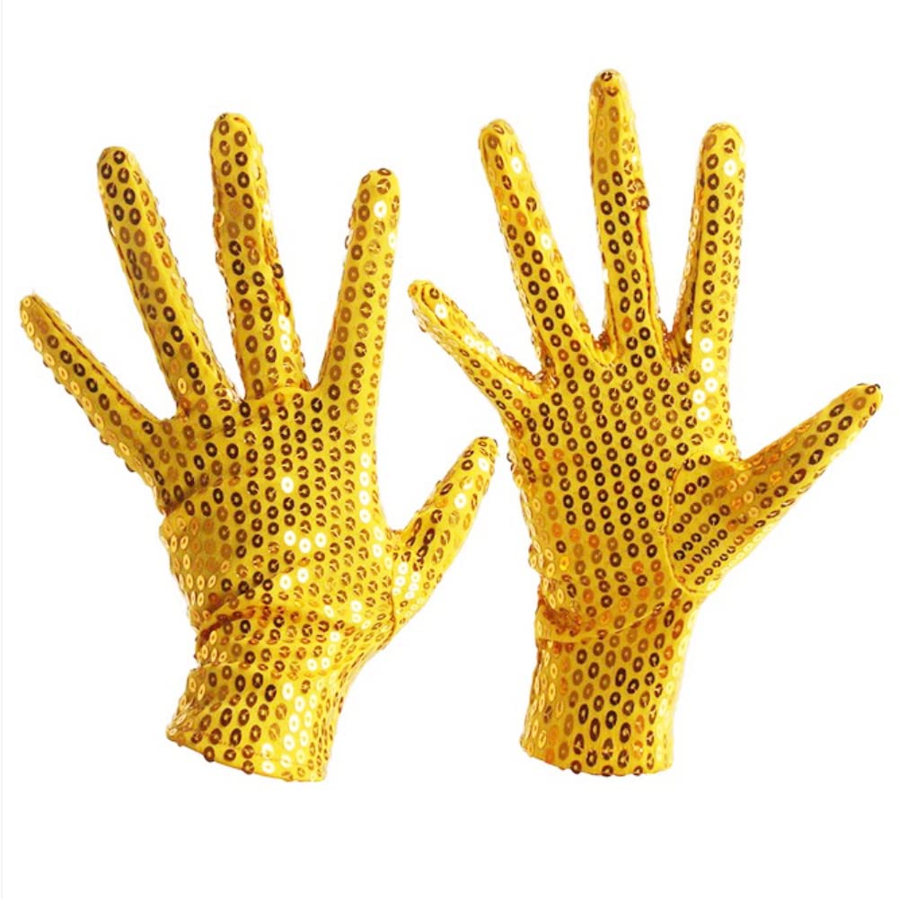 Sparkling Sequin Dance Gloves Men Women Fancy Dress Party Halloween Costume Gloves Cosplay Stage Glitter Short Gloves Punk Rock Jazz Salsa Tango Dancer Gloves