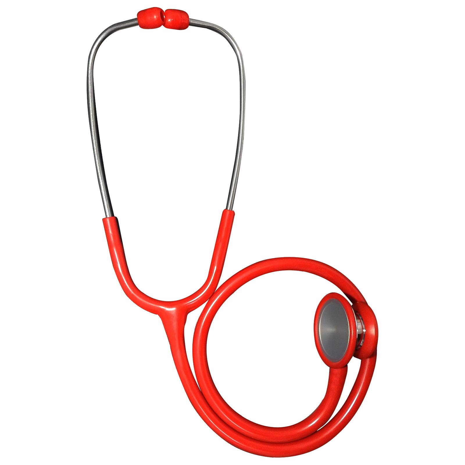 Deluxe Stainless Steel Dual Head Large Bell Cardiology High Accuracy Stethoscope + Foam Lined Carry Case + Spares Box - Red