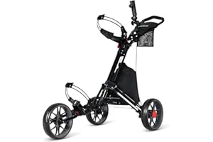 Lakehood Golf Push Cart, 3 Wheel Golf Push Cart Foldable and Lightweight Golf Pull Cart, Push Cart Golf Easy to Open/Fold, Golf Bag Cart with Umbrella Stand Storage Bag Cup Holder
