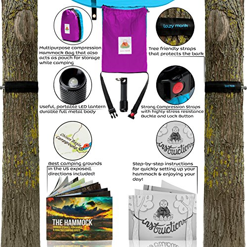 Double Hammock Camping Gear Straps | Best Portable Parachute Nylon 2 Person Folding Hammock with Tree Hanging Straps, Rope & Instruction Booklet | Ideal for Travel, Hiking & Backpacking