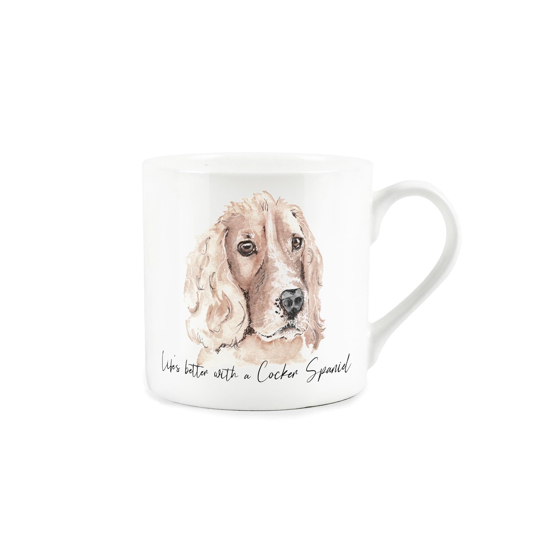 Cocker Spaniel Gift Mug - White Dog Bone China Coffee/Tea Present by Rhiannon Chauncey