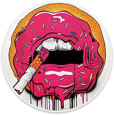 Stylish Mounts and Stands,Expanding Stand Grip Pop Mount Sockets for All Smartphones, iPhone and Tablets -Smoking Donut Graffiti Art White