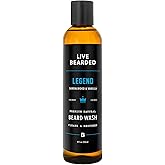 Live Bearded Beard Wash, 8 fl oz - Water-Based Face Cleanser with All-Natural Ingredients for a Gentle, Deep Clean - Made in the USA | Legend Scent - Sandalwood, Vanilla