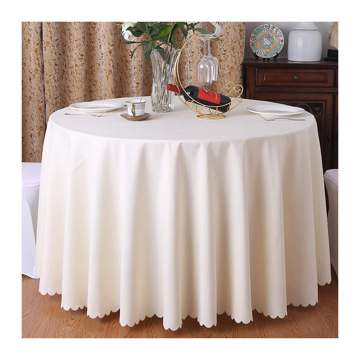CIEEIN CIEHT Polyester Tablecloths Table cloth Tablecover Table Covers Round Hotels Restaurants Wedding Party Washable Simple Beige 260cm