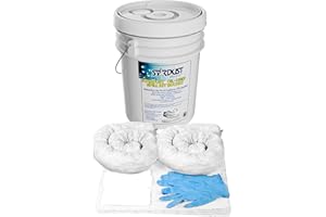 Stardust Spill Products D905P Oil Spill Kit OSHA Approved with Portable Bucket, (15) Oil Absorbent Pads, (2) 3"x4' Absorbent Socks, (4) Disposal Bags & Nitrile Gloves Oil Spill Kit for Fast Response