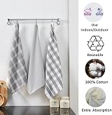 Penguin Home Set of 3 100% Cotton Kitchen Towels Grey White 50x70 cm view 2
