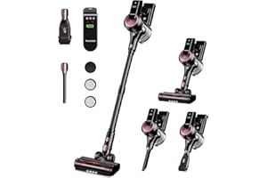 TRUCOZIE Cordless Vacuum Cleaner, Self-Standing 40Kpa 45Mins Vacuum Cleaners for Home, 8-in-1 Lightweight Stick Vacuum with Anti-tangle Wireless Vacuum for Carpet, Tile, Pet Hair, Hardwood Floors, Black