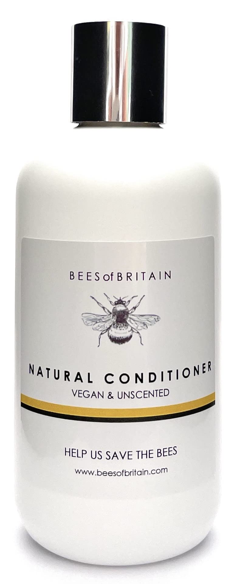 BEES of BRITAIN Unscented Natural Conditioner – Fragrance-Free & pH 5.5 Scalp-Neutral – No Synthetic Coating Agents – 250ml