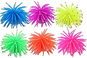 Vctitil 6Pcs Colorful Silicone Aquarium Fish Tank Artificial Coral Plant Underwater Ornament Artificial Sea Urchin Ball for Fish Tank Decoration