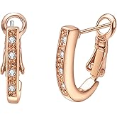 JOLCHIF Rose Gold Hoops U Shaped Huggie Earrings for Women 14K Gold Plated Clear Zircon Circle CZ Hoop Earring Trendy Jewelry