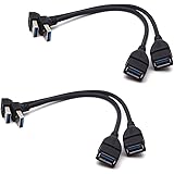 Antrader USB 3.0 Right Angle 90 Degree UP & Down Extension Cable Male to Female Converter Data Adapter Cord 2 Pairs