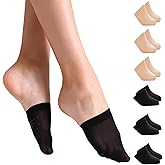 Yilanmy Toe Socks for Women 6 Pairs, Half Socks for Heels No Show Liner Toe Topper Cover Mule Sock Non-Skid Bottom