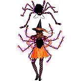 Camlinbo 64 LED Halloween Spider Costume Colorful Spider Costume with Lights Plush Spider Halloween Accessories Decor