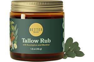 Betterbrand Medicated Tallow Rub Petroleum-Free – Natural Vapor Rub Alternative with Menthol & Eucalyptus - Grass-Fed Tallow Balm for Chest Congestion Relief - Made in USA - 1.6oz