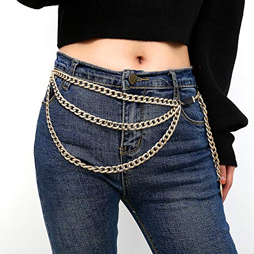 Juland Multilayer Alloy Waist Chain Body Chain for Women Golden Waist Belt Pendant Belly Chain Adjustable Body Harness for Jeans Dresses - Crab - Thumbnail 2
