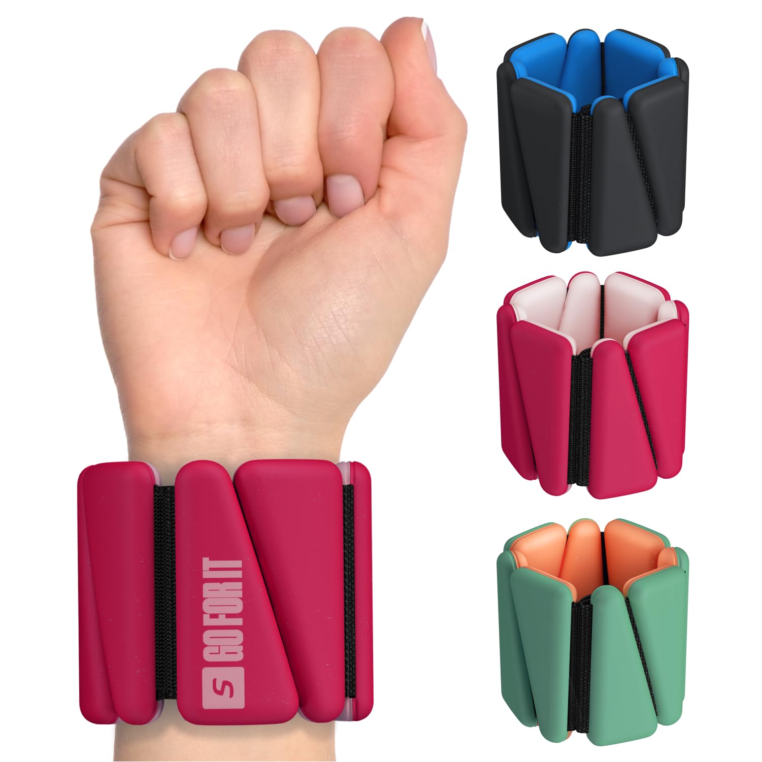 Wrist Weights, Ankle Weights for Women – Set of 2 (1LB Each) by Sportbit, Adjustable Weighted Bracelets for Home Gym, Running, Yoga, Exercise and Strength Training