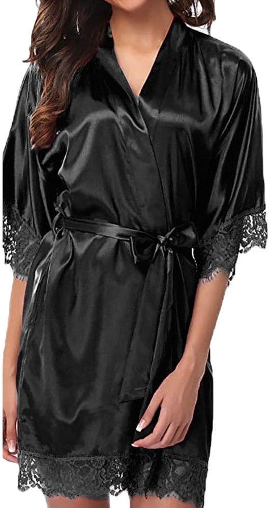 Women's Lady Sexy Lace Sleepwear Satin Nightwear Lingerie Pajamas Suit