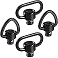 Bengor 4 Pack QD Sling Swivels, 1.25" Loop + D-Loop Quick-Disconnect Push Button for Two Point and Traditional Sling Swivel Mount Set