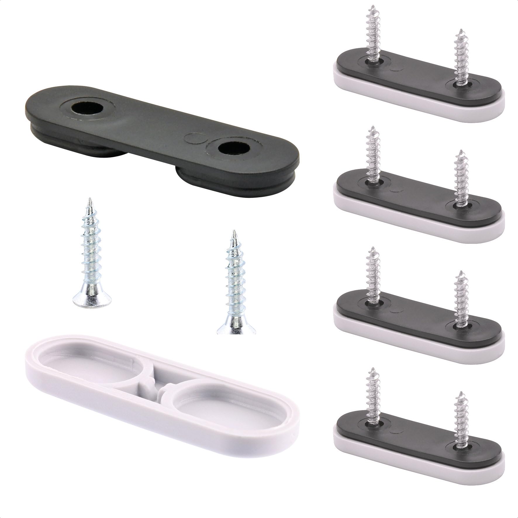 WAGNER QuickClick® TANDEM Plastic glides chair glides I 4pcs. set to screw on I 4x base + 8x screw + 4x glide insert interchangeable - plastic HYPER - 39 x 12 mm - Made in Germany - 15781800