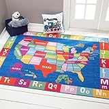 Home Dynamix Eric Carle Elementary USA Map Educational Kids Area Rug 35