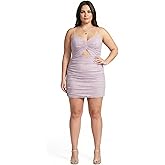 David's Bridal Mesh V-Neck Cutout Mini Dress