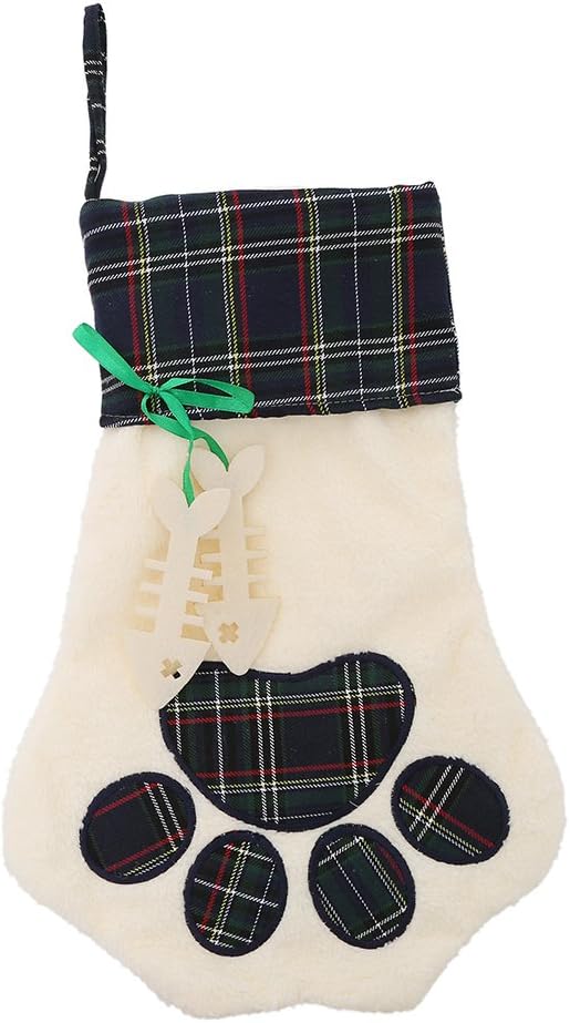 LO LORD LO Christmas Stocking for Pet Dog Cat Large Paw Stocking for Personalize (Green)