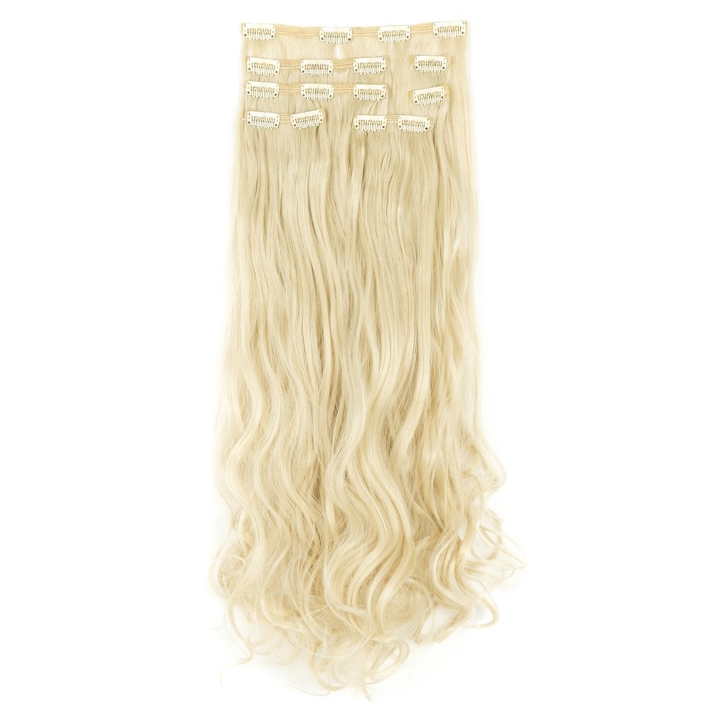 ZAIQUN 24 Inch 7 Pcs 16 Clips Clip in Hair Extensions Long Wavy Curly
