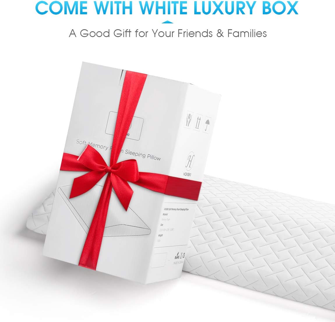 HOKEKI Lumbar Support Back Pillow for Sleeping, Memory Foam Back Pain Relief Pillows for Bed with Removable Zipper Breathable Pillow Cover to Relieve Sciatic Pain, Hip Pain and Joint Pain (White): Home & Kitchen