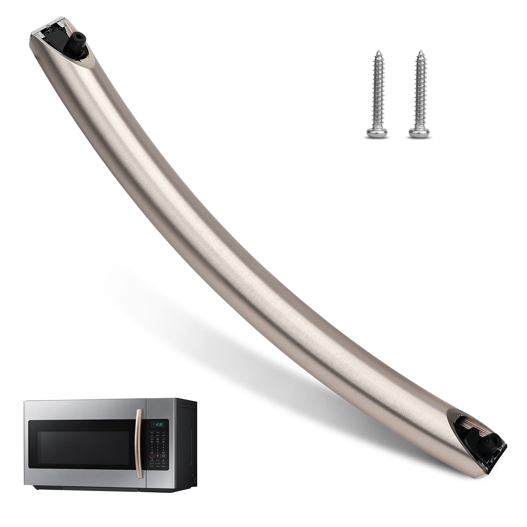 Photo 1 of ME19R7041FS ME17R7021ES for Samsung Microwave Handle, DE94-04309A DE94-04309B Handle(See Figure 4 for Specific Models), Contains 2 Screws, Rose Gold