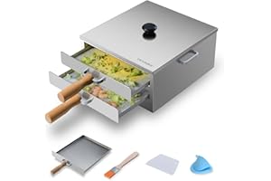 Rice Roll Steamer With Lid - Stainless Steel 2-Tier Cheung Fun Steamer for Cantonese Cuisine - Commercial & Home Rice Noodle 