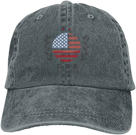 Forever America Unisex Flat Bill Hip Hop Cap Baseball Hat Head-Wear Cotton Trucker Hats Asphalt