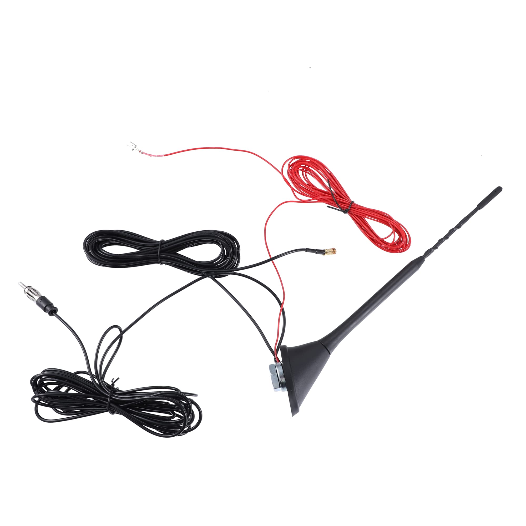 X AUTOHAUX Car AM FM Radio Signal Antenna Mast with 5m Extension Cable Black
