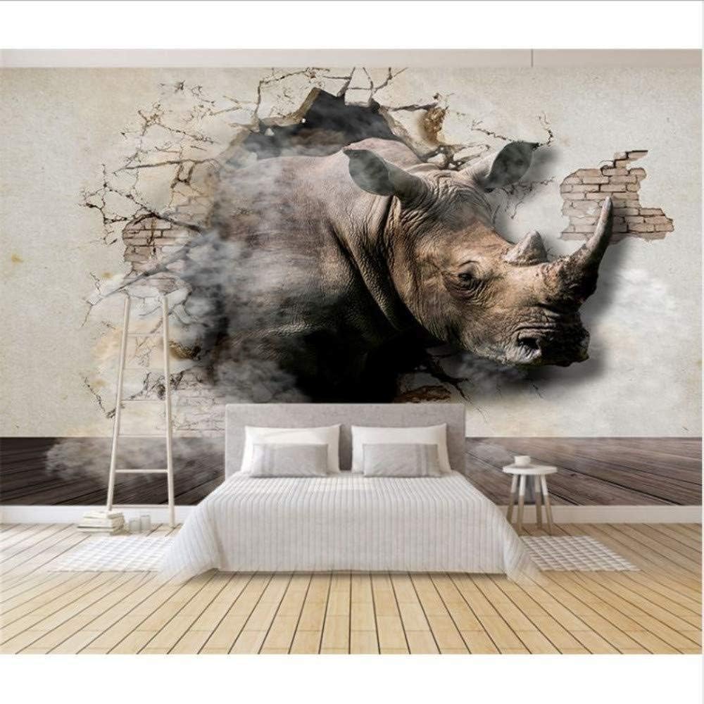 Wall Hanging Poster 3D Mural Custom Rhino Animal Mural Mural 3D Mural