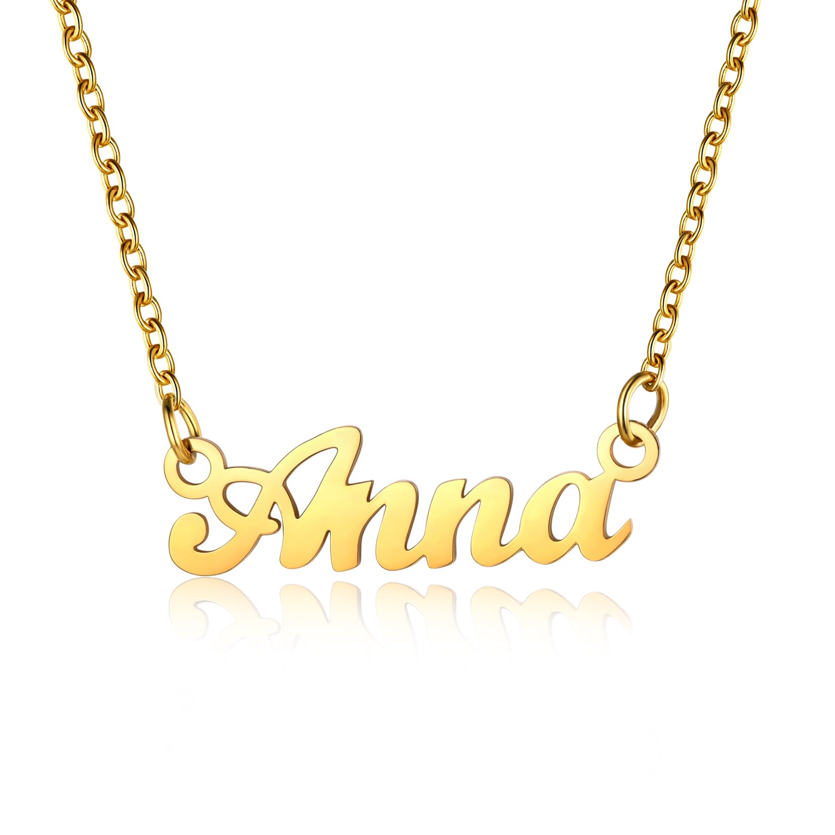 U7 Anna Name Customised Pendant Gold Plated Necklace for Women Girls Necklaces — image 1