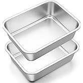 Onader 12¾ x 10 Inch Deep Lasagna Baking Pans Set of 2, Stainless Steel Rectangle Cake Pan, Dishwasher Safe