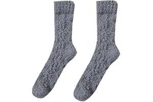 Womens Winter Fuzzy Socks Fluffy Warm Comfy Slipper Socks Soft Plush Sleeping Solid Color Crew Sock for Home Daily